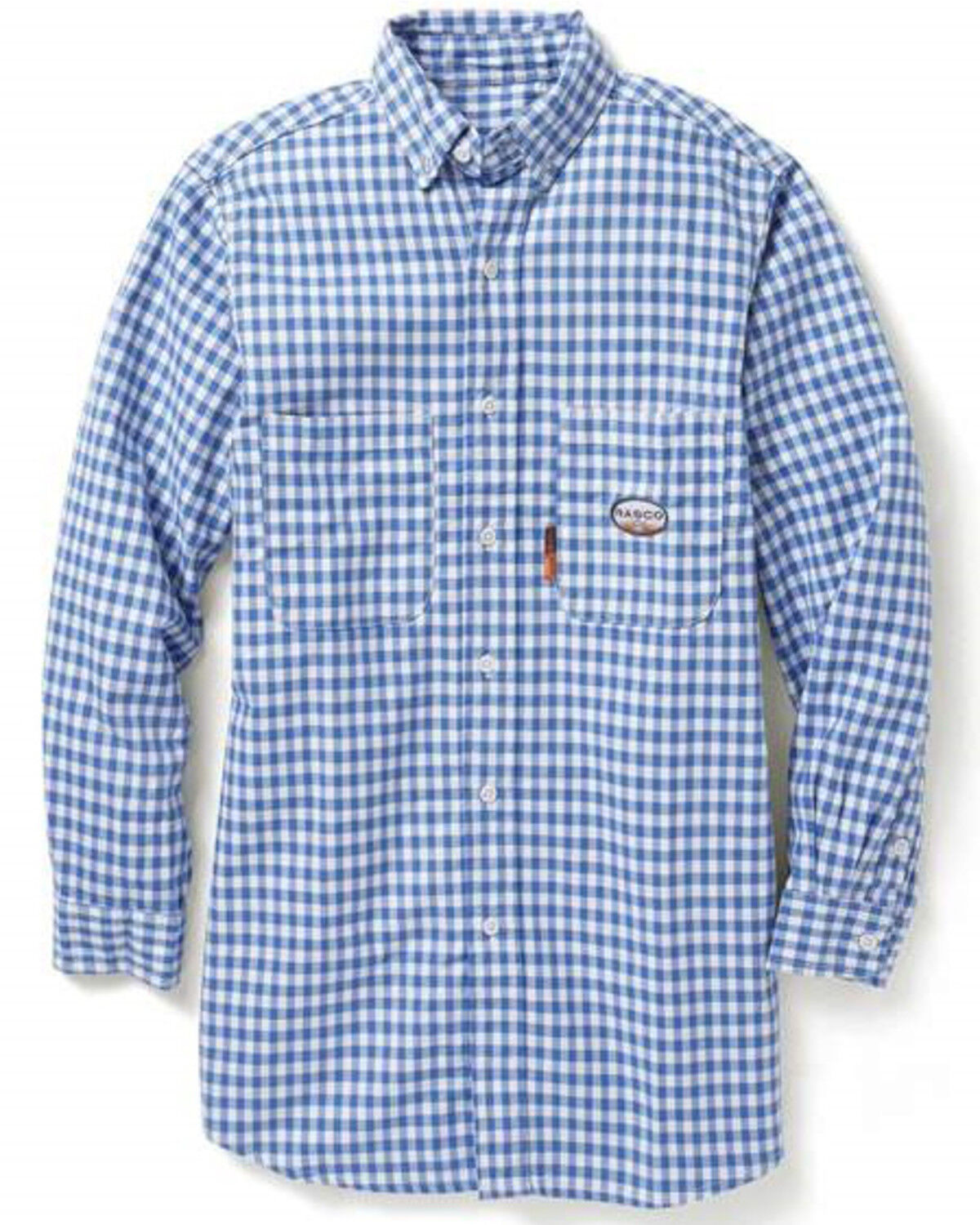 Image #1 - Rasco Men's FR Plaid Print Long Sleeve Button Down Work Shirt, Light Blue, hi-res