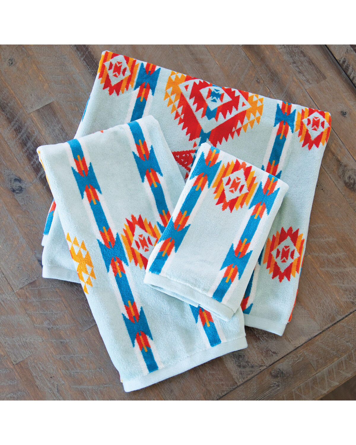 Image #1 - Carstens Home Rowan Towel Set - 3 Piece, Blue, hi-res