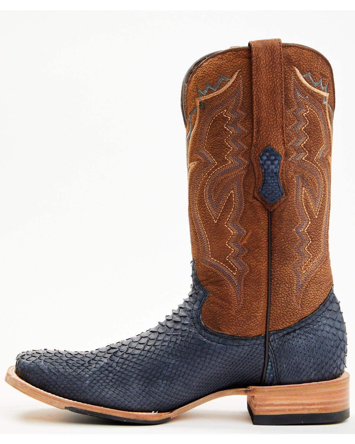Image #3 - Tanner Mark Men's Exotic Python Western Boots - Broad Square Toe, Blue, hi-res