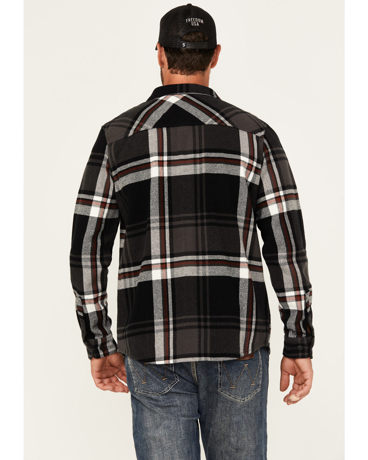 Image #4 - Brothers and Sons Men's Barrell Burley Plaid Print Long Sleeve Button-Down Flannel Shirt, Black, hi-res