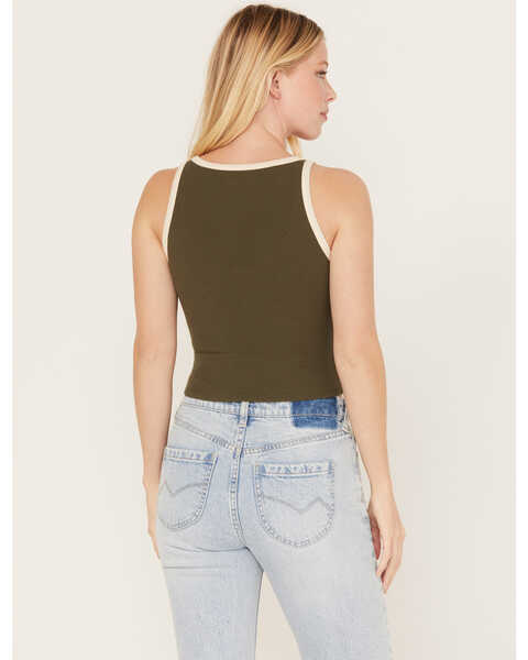 Image #4 - Cleo + Wolf Women's Cropped Ribbed Tank Top, Dark Green, hi-res
