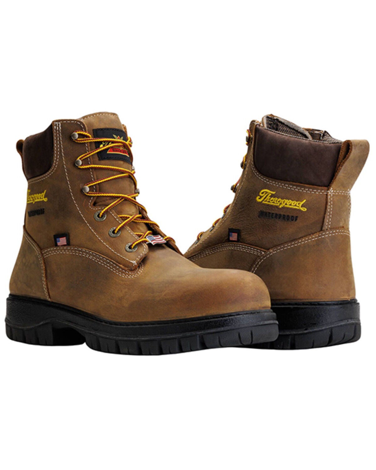 Image #3 - Thorogood Men's 6" USA Genesis Waterproof Work Boots - Nano Toe, Brown, hi-res
