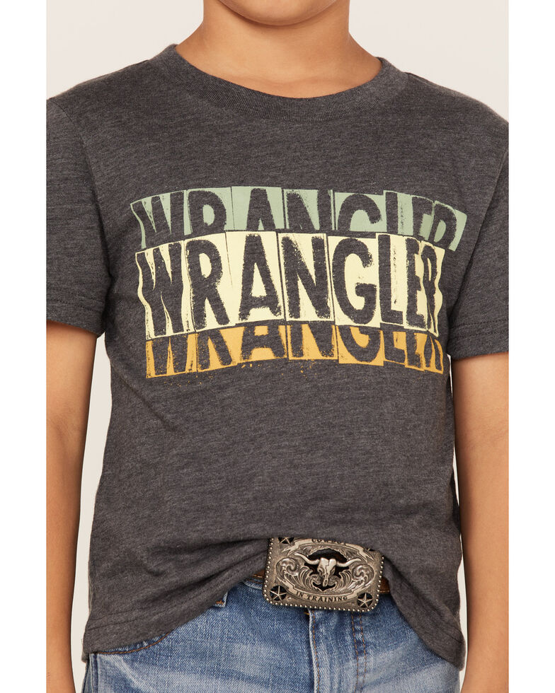 Wrangler Boys' Logo Graphic T-Shirt, Charcoal, hi-res
