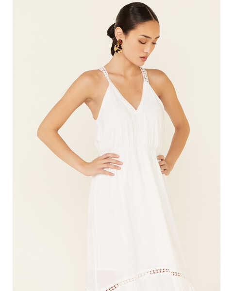 Molly Bracken Women's White Lace Trim Maxi Dress, White, hi-res