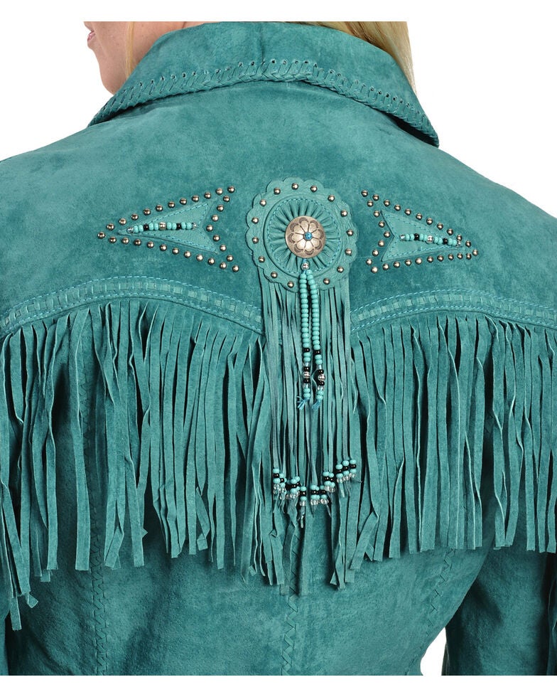 Scully Fringe & Beaded Boar Suede Leather Jacket Sheplers