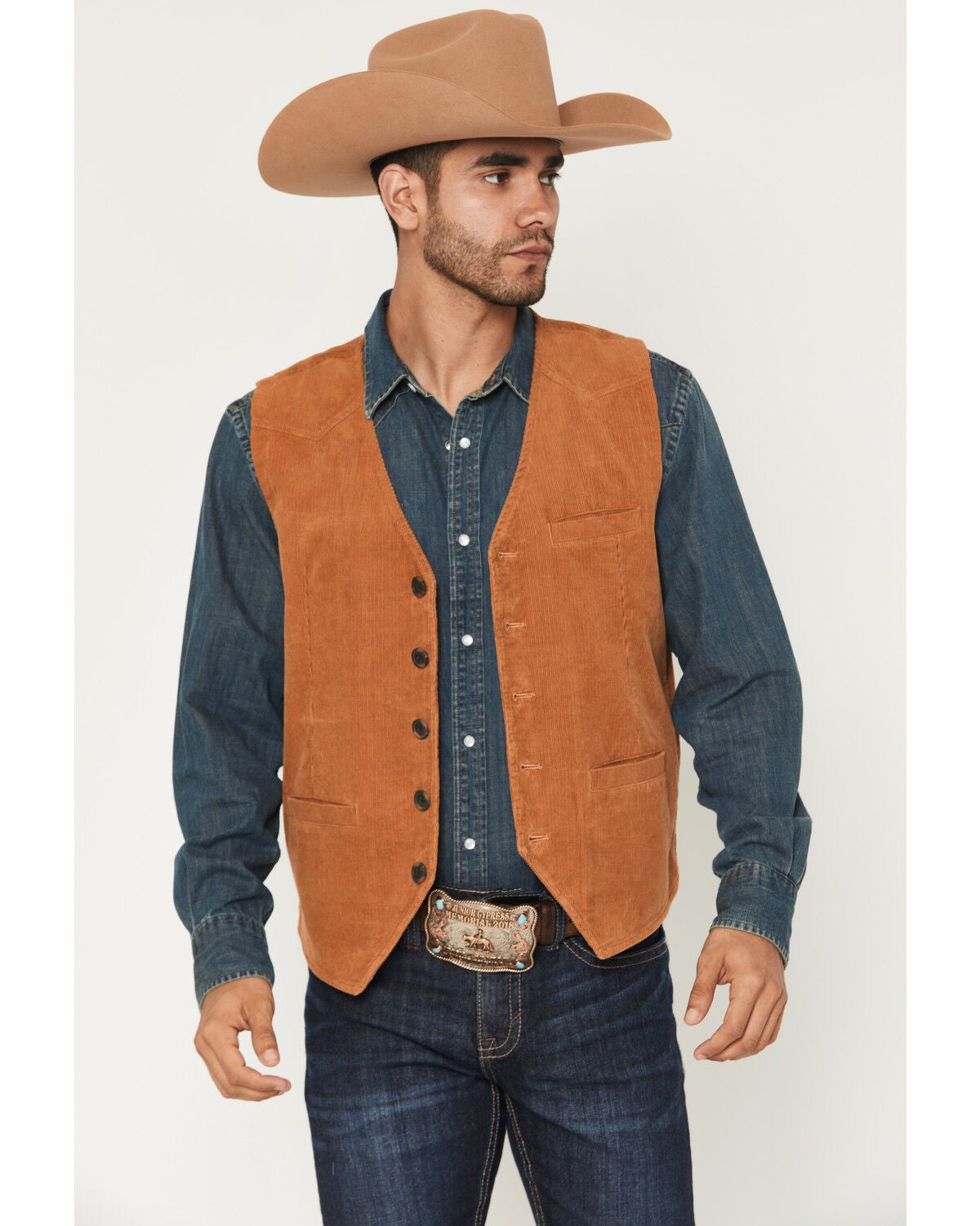 Cody James Men's William Corduroy Button-Down Vest, Tan, hi-res