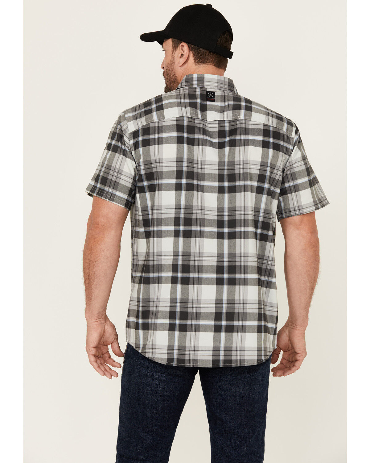 Image #4 - ATG by Wrangler Cedar Plaid Print Short Sleeve Button-Down Performance Western Shirt, Black, hi-res