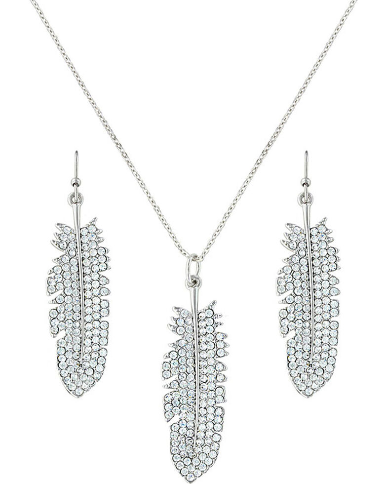 Montana Silversmiths Women's Silver Feather Jewelry Set , Silver, hi-res