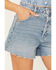 Image #2 - Rolla's X AC/DC Women's Medium Wash High Rise Studded Mirage Cut-Off Denim Shorts, Medium Wash, hi-res