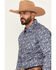 Image #2 - Rock & Roll Denim Men's Paisley Print Long Sleeve Snap Stretch Western Shirt, Blue, hi-res