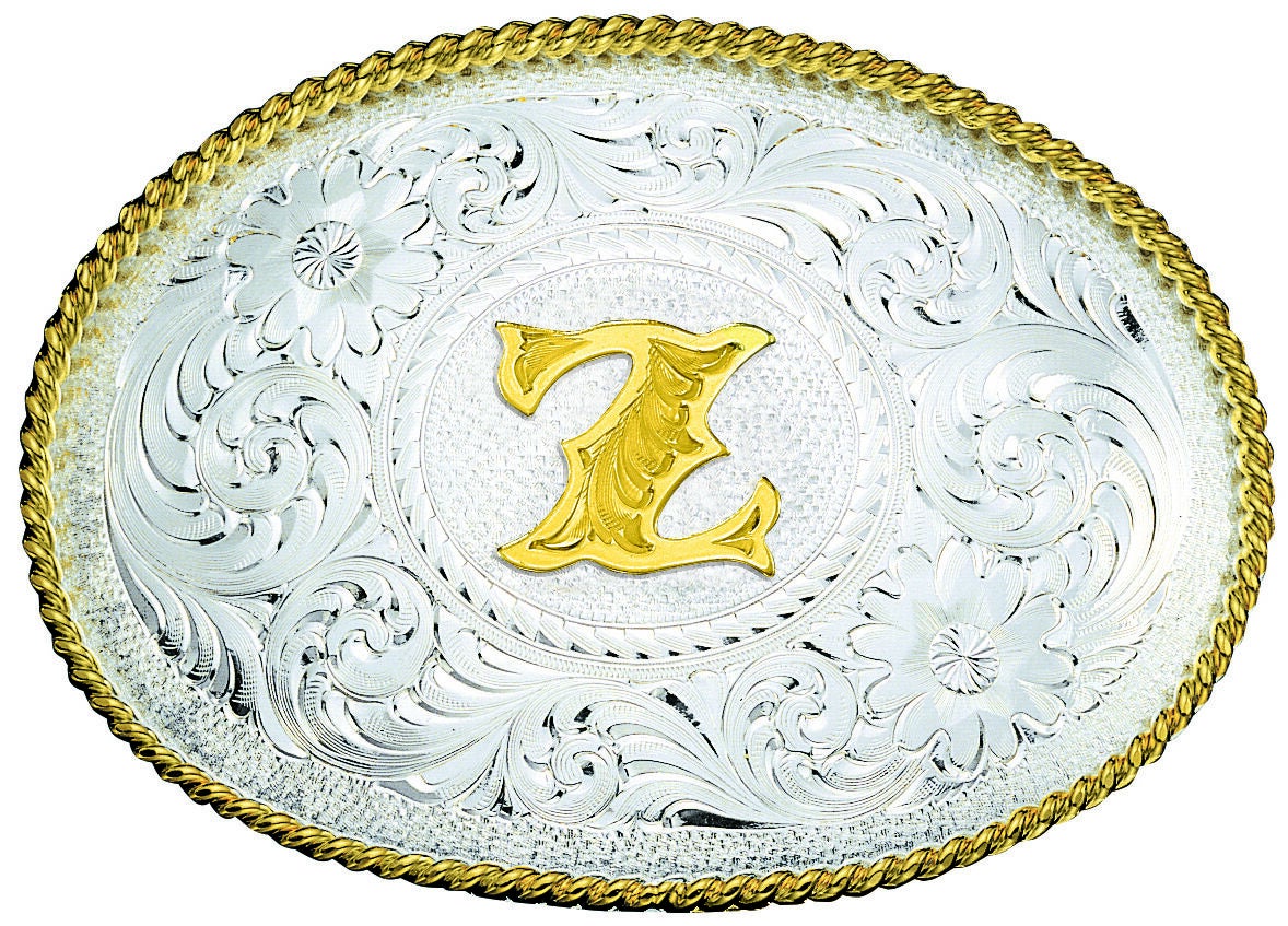 Montana Silversmiths Engraved Initial Z Western Belt Buckle, Multi, hi-res