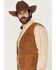 Image #2 - Cody James Men's Sherpa Lined Suede Snap Vest, Russett, hi-res