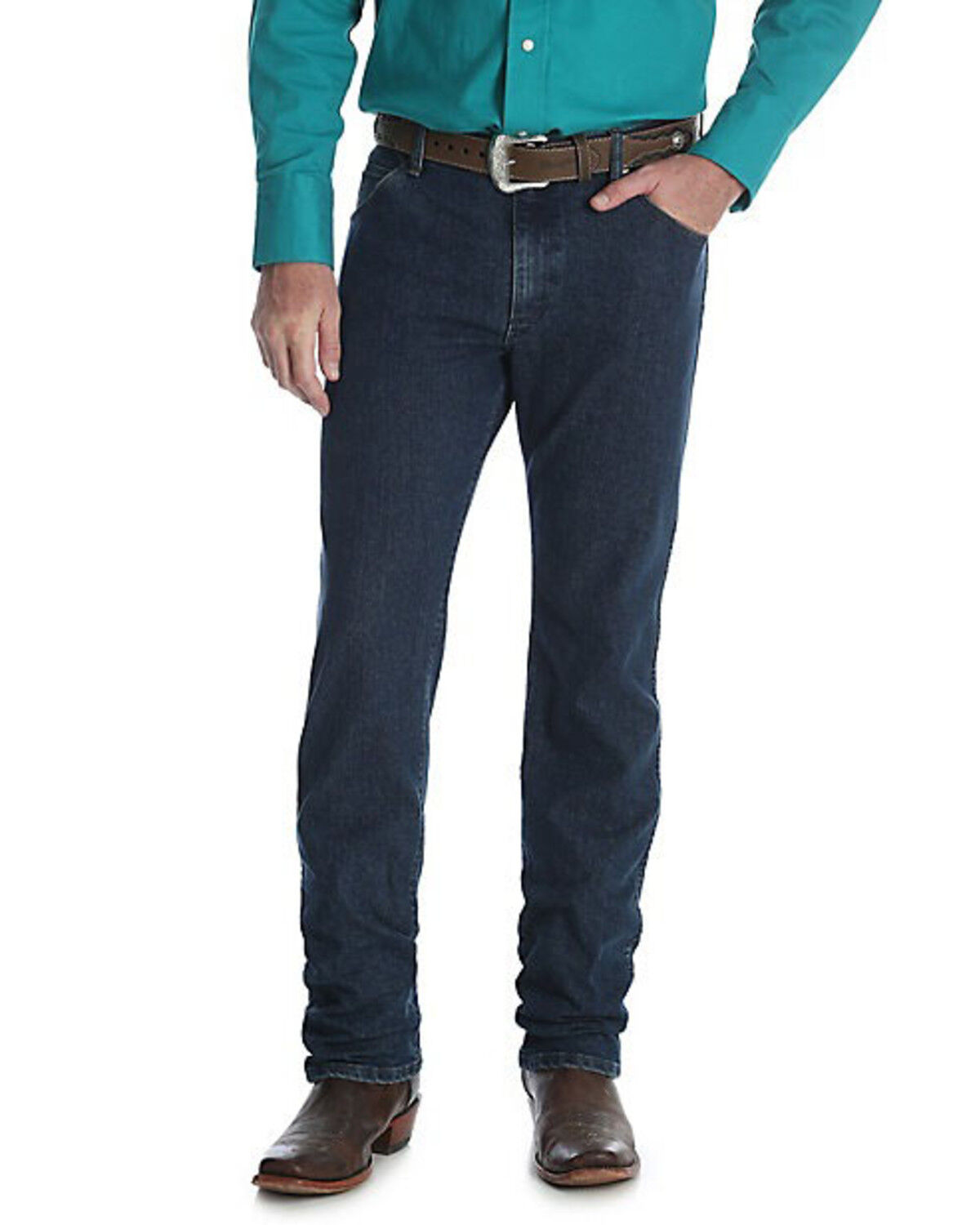 Image #2 - Wrangler Men's Premium Performance Cowboy Cut Vintage Stone Slim Jeans, Indigo, hi-res