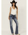 Image #3 - Miss Me Women's Dark Wash Mid Rise Flag Pocket Bootcut Stretch Denim Jeans, Dark Wash, hi-res