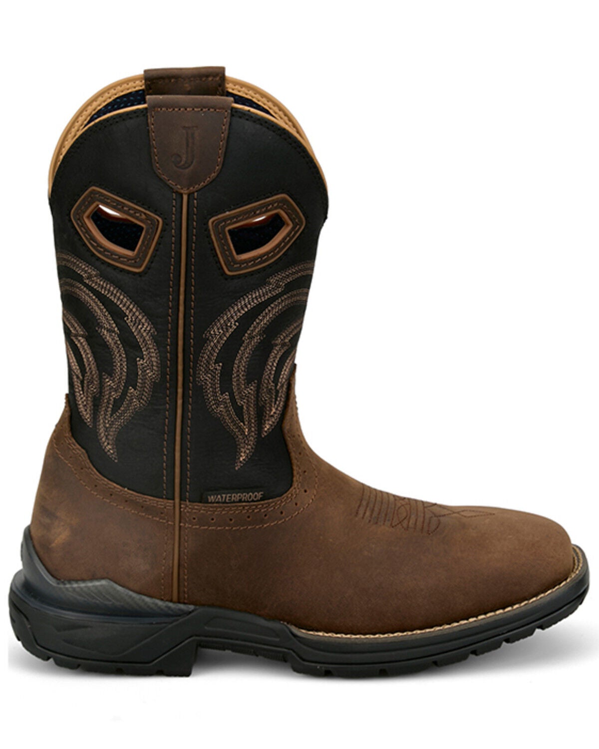 Image #2 - Justin Men's Warhawk Slickline 11" Waterproof Pull-On Work Boots - Soft Toe, Brown, hi-res