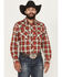 Image #1 - Wrangler Retro Men's Plaid Print Long Sleeve Snap Western Shirt, Red, hi-res