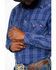 Rock & Roll Denim Men's Plaid Print Long Sleeve Western Shirt, Light Blue, hi-res