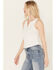 Miss Me Women's Studded Split V Neck Tank, Ivory, hi-res