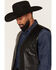 Image #2 - Cody James Men's Hogan Faux Leather Braided Trim Button-Down Vest, Black, hi-res