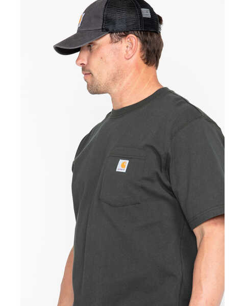 Image #5 - Carhartt Men's Loose Fit Heavyweight Logo Pocket Work T-Shirt - Big & Tall, Bark, hi-res