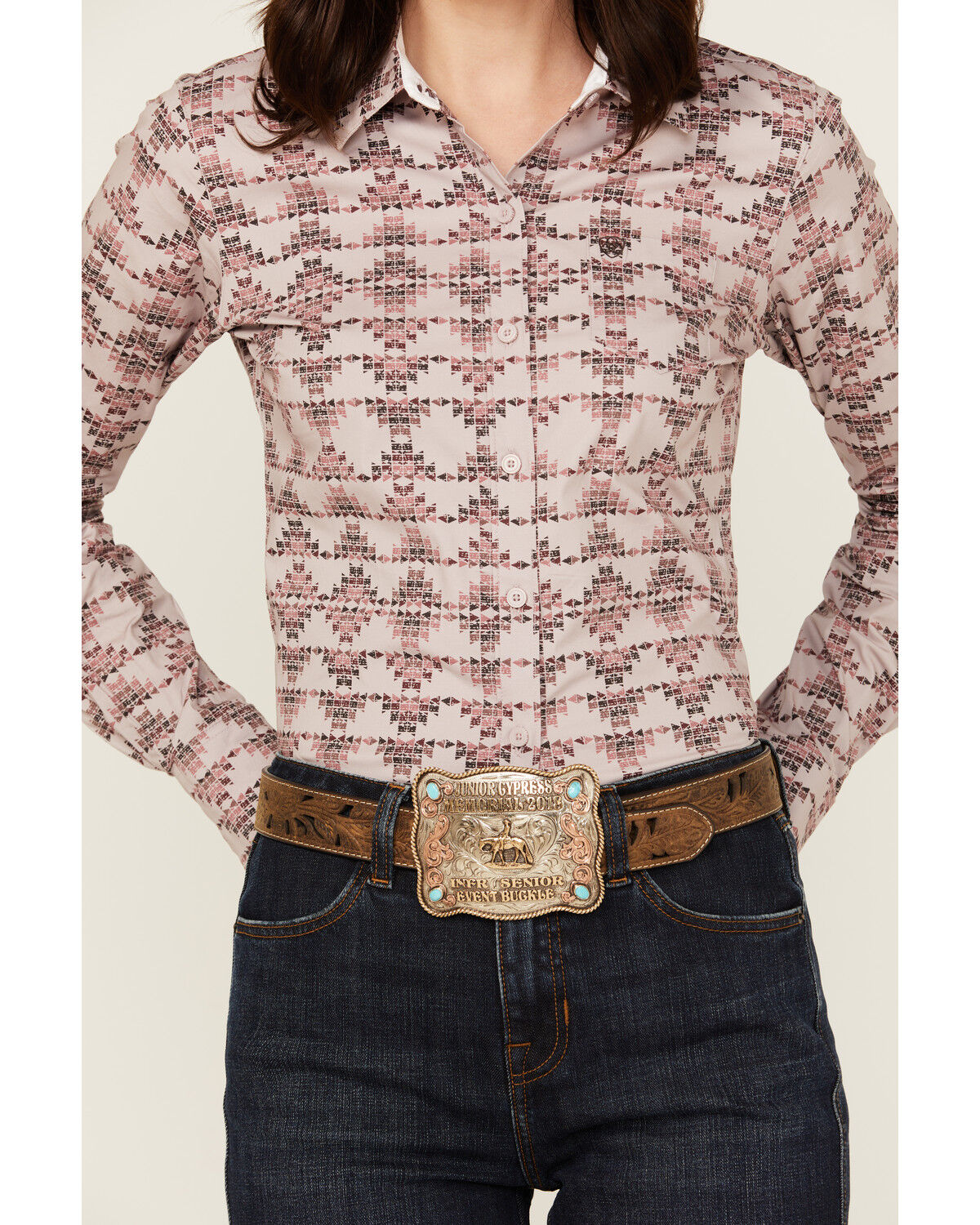Image #3 - Ariat Women's Kirby Southwestern Print Long Sleeve Button-Down Stretch Western Shirt, Multi, hi-res