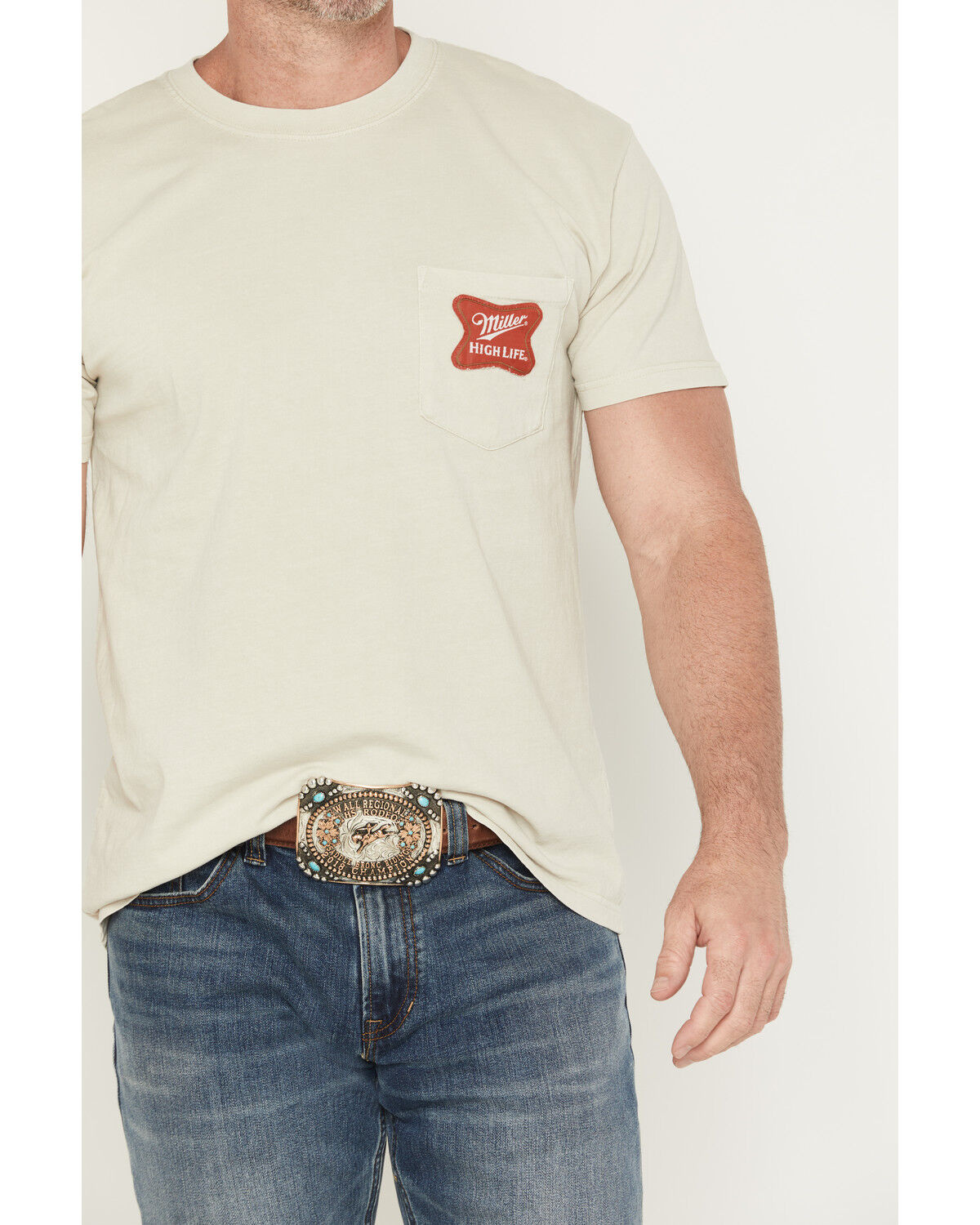 Image #3 - Miller Men's High Life Moon Short Sleeve Graphic T-Shirt, Natural, hi-res