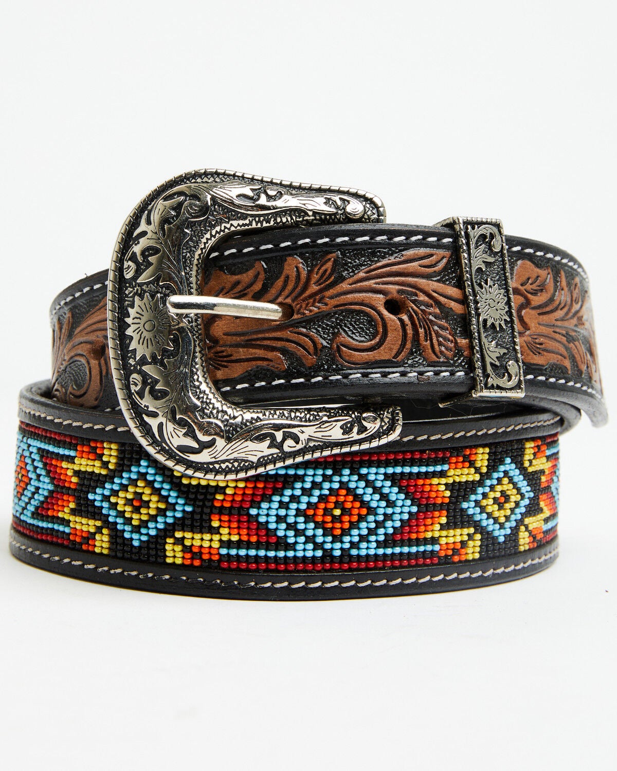 Image #1 - Myra Bag Women's Polychrome Southwestern Hand-Tooled Leather Belt, Brown, hi-res