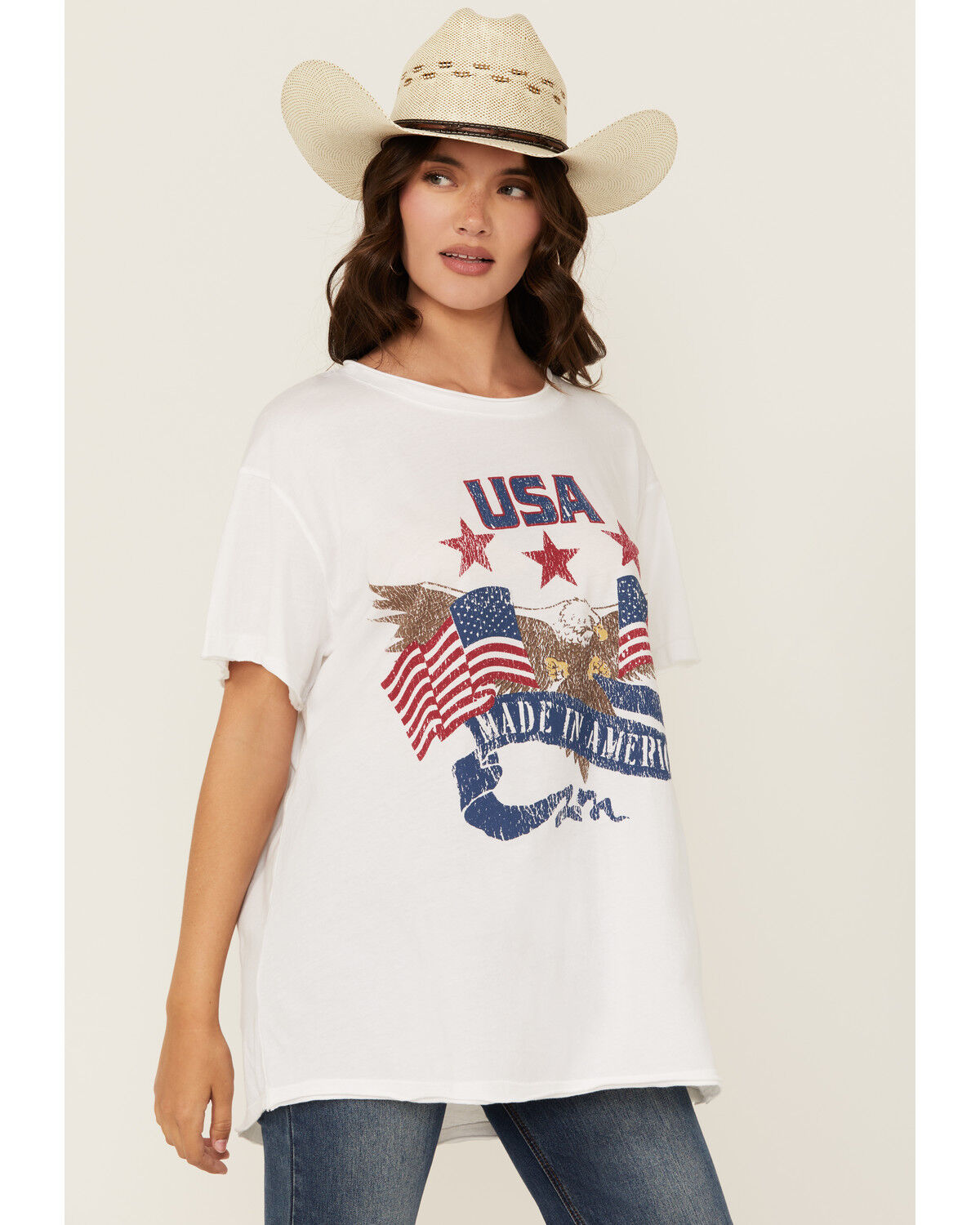 Image #1 - Show Me Your Mumu Women's USA Short Sleeve Graphic Tee, White, hi-res