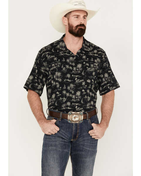 Image #1 - Wrangler Men's Coconut Cowboy Western Snap Shirt, Black, hi-res