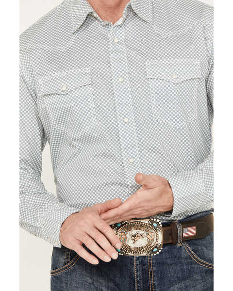 Image #3 - Wrangler 20X Men's Competition Advanced Comfort Geo Print Long Sleeve Snap Western Shirt, Blue, hi-res