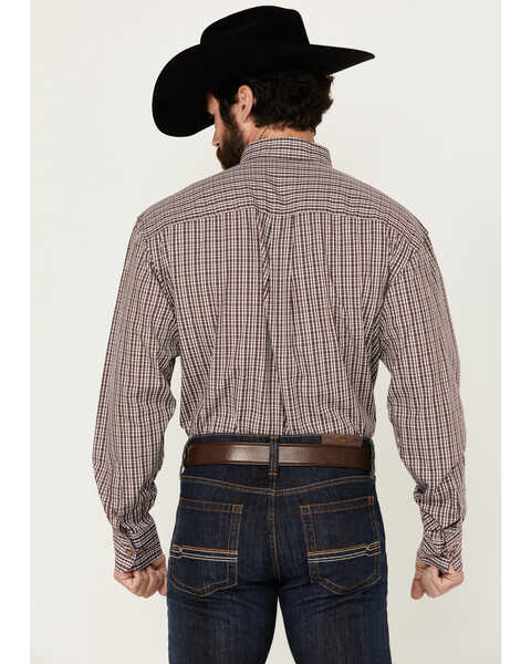 Image #4 - Wrangler Men's Classics Plaid Print Long Sleeve Button-Down Western Shirt - Tall , Burgundy, hi-res