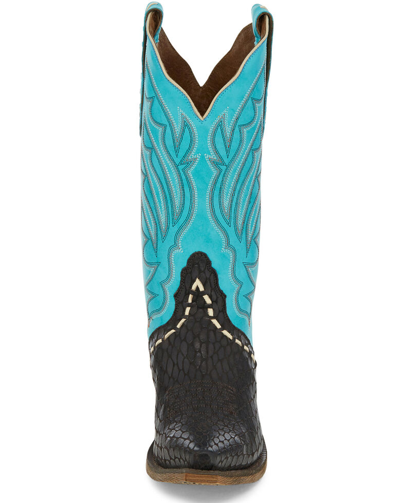 Nocona Women S Chocolate Snake Print Western Boots Snip Toe Sheplers