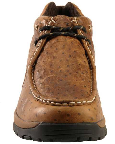 Image #4 - Roper Men's Ostrich Print Rugged Sole Shoes, Brown, hi-res