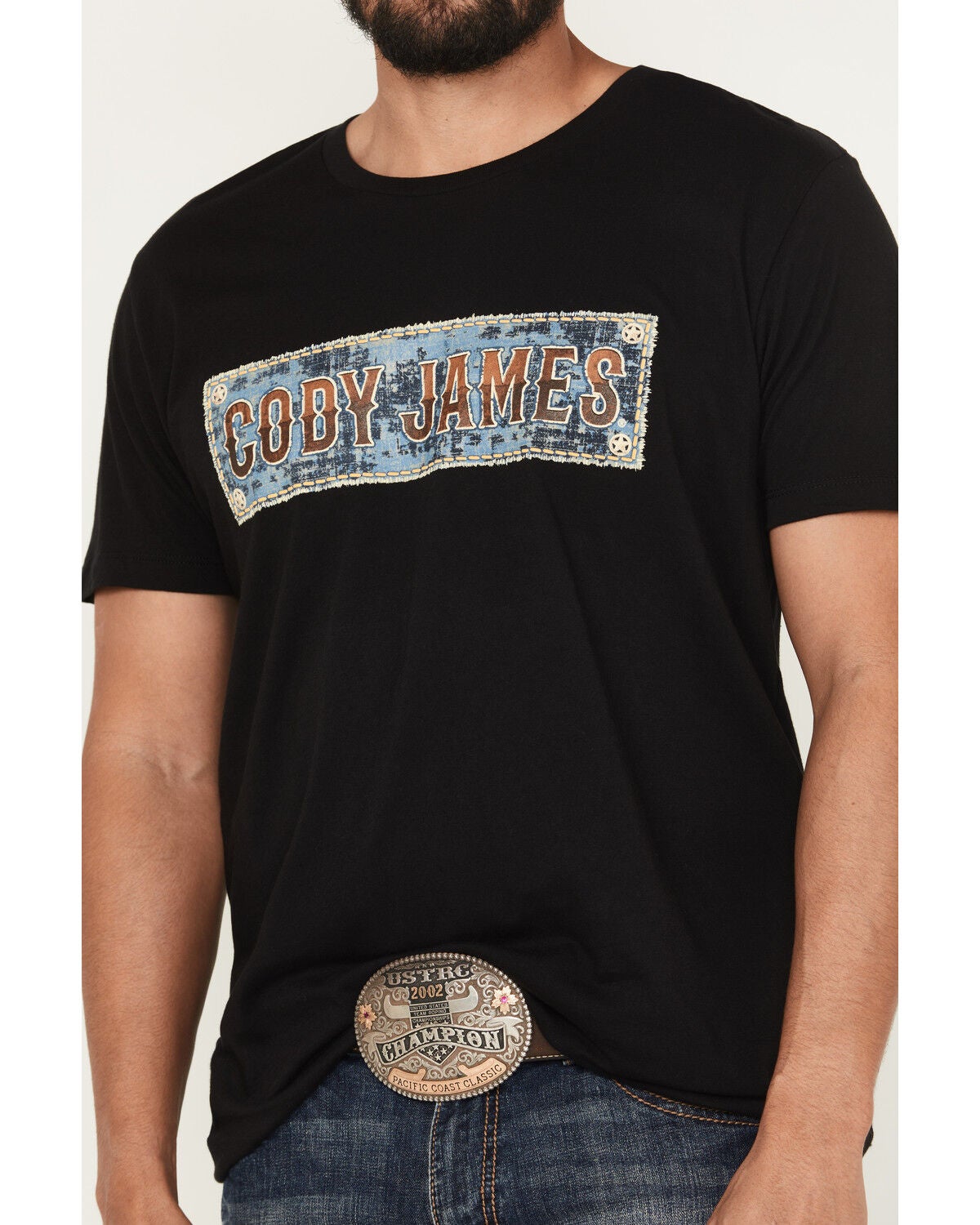Image #3 - Cody James Men's Denim Patch Logo Short Sleeve Graphic Tee, Black, hi-res