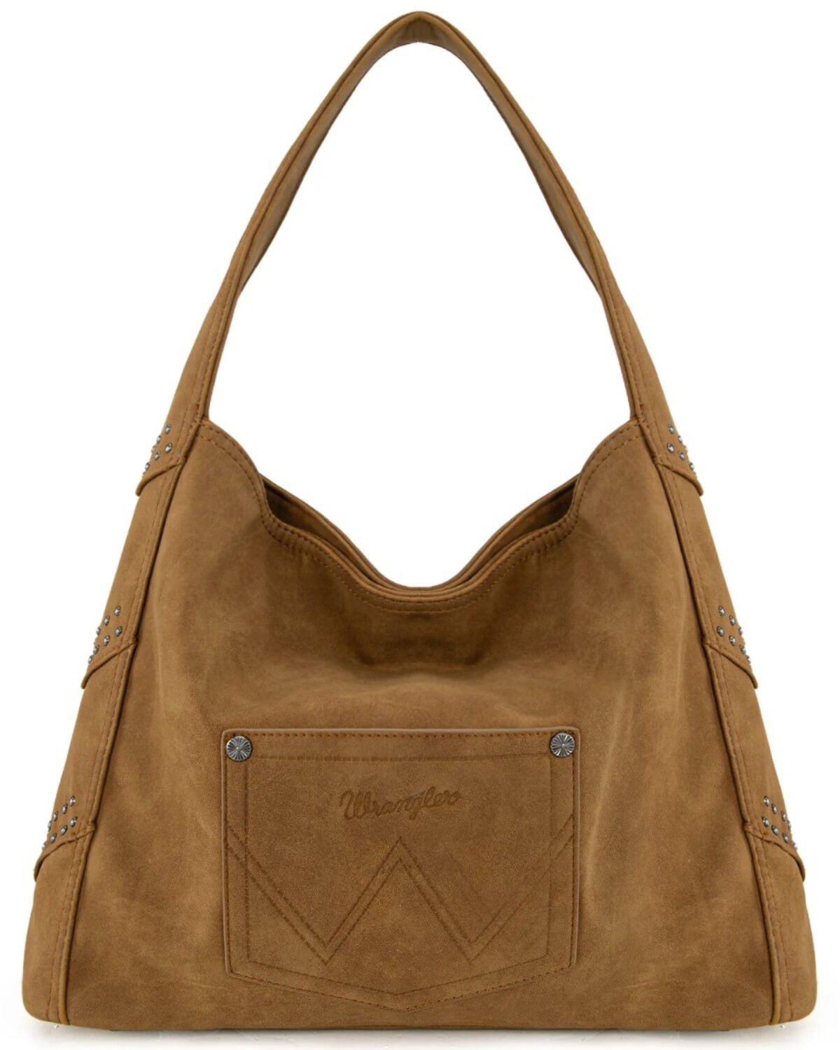 Image #2 - Wrangler Women's Shiloh Fringe Studded Hobo Bag, Brown, hi-res