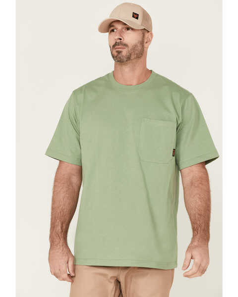 Image #1 - Hawx Men's Solid Loden Force Heavyweight Short Sleeve Work Pocket T-Shirt , Loden, hi-res