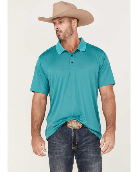 Image #1 - RANK 45® Men's Spinner Solid Short Sleeve Polo Shirt , Teal, hi-res