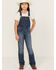 Image #1 - Wrangler Girls' Tegan Medium Wash Denim Overalls, Medium Wash, hi-res