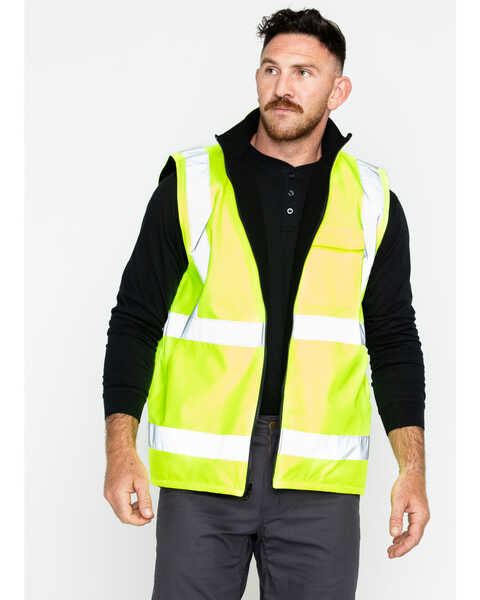 Image #1 - Hawx Men's Reversible Hi-Vis Reflective Work Vest - Big & Tall, Yellow, hi-res