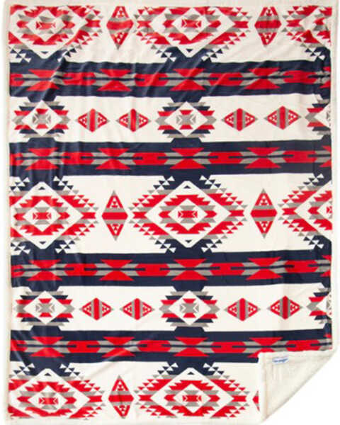 Image #2 - Carstens Home Southwest Plush Sherpa Throw, Red/white/blue, hi-res