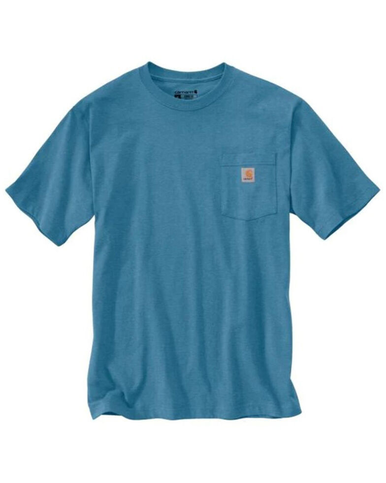 Carhartt Men's Heavyweight Short Sleeve Pocket Work T-Shirt - Tall , Blue, hi-res