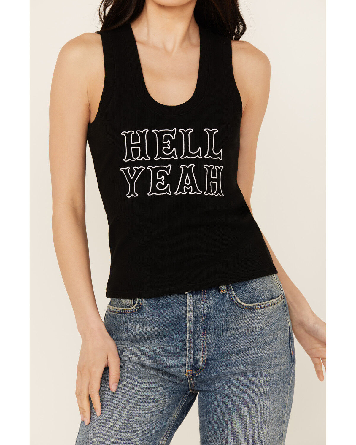 Image #3 - White Crow Women's Hell Yeah Embroidered Graphic Tank, Black, hi-res