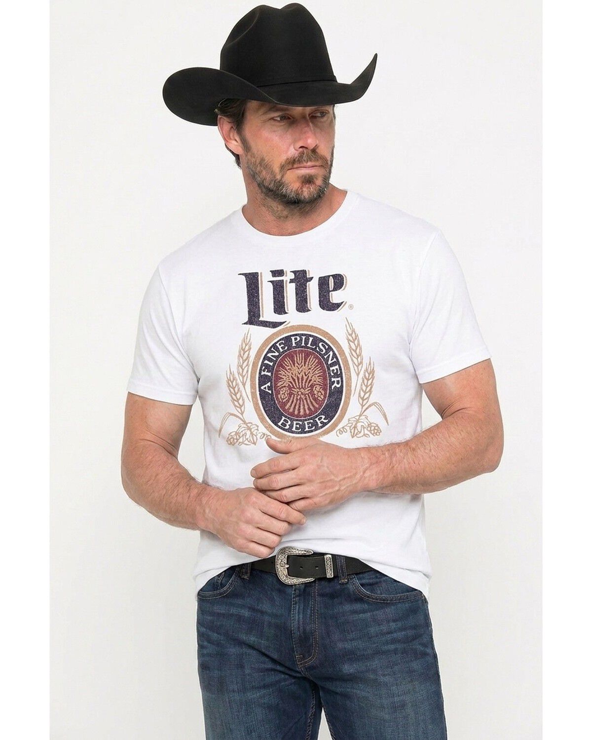 Miller Men's Lite Logo Short Sleeve Graphic T-Shirt, White, hi-res