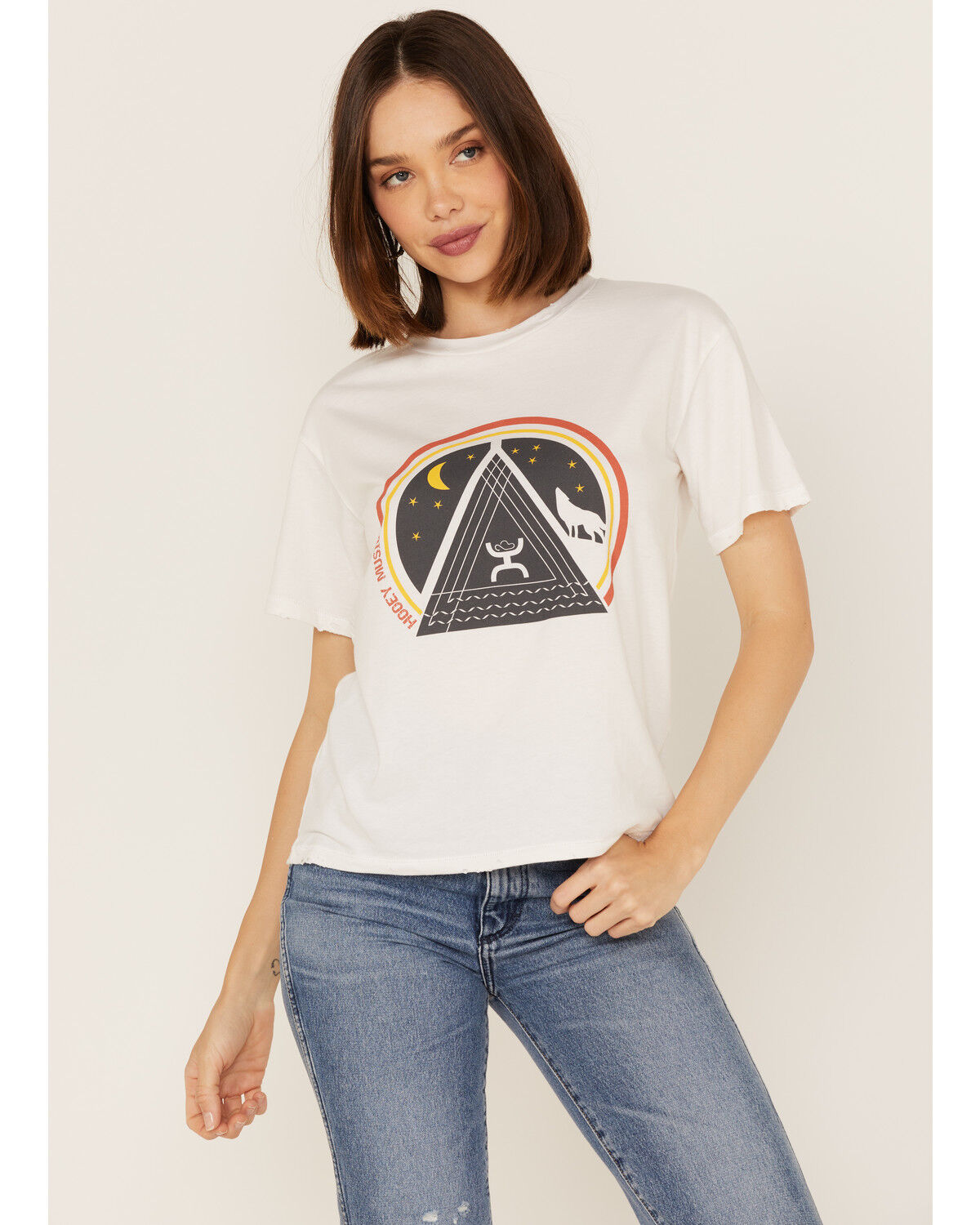 Image #1 - Hooey Women's Boot Barn Exclusive Music Short Sleeve Graphic Tee, Cream, hi-res