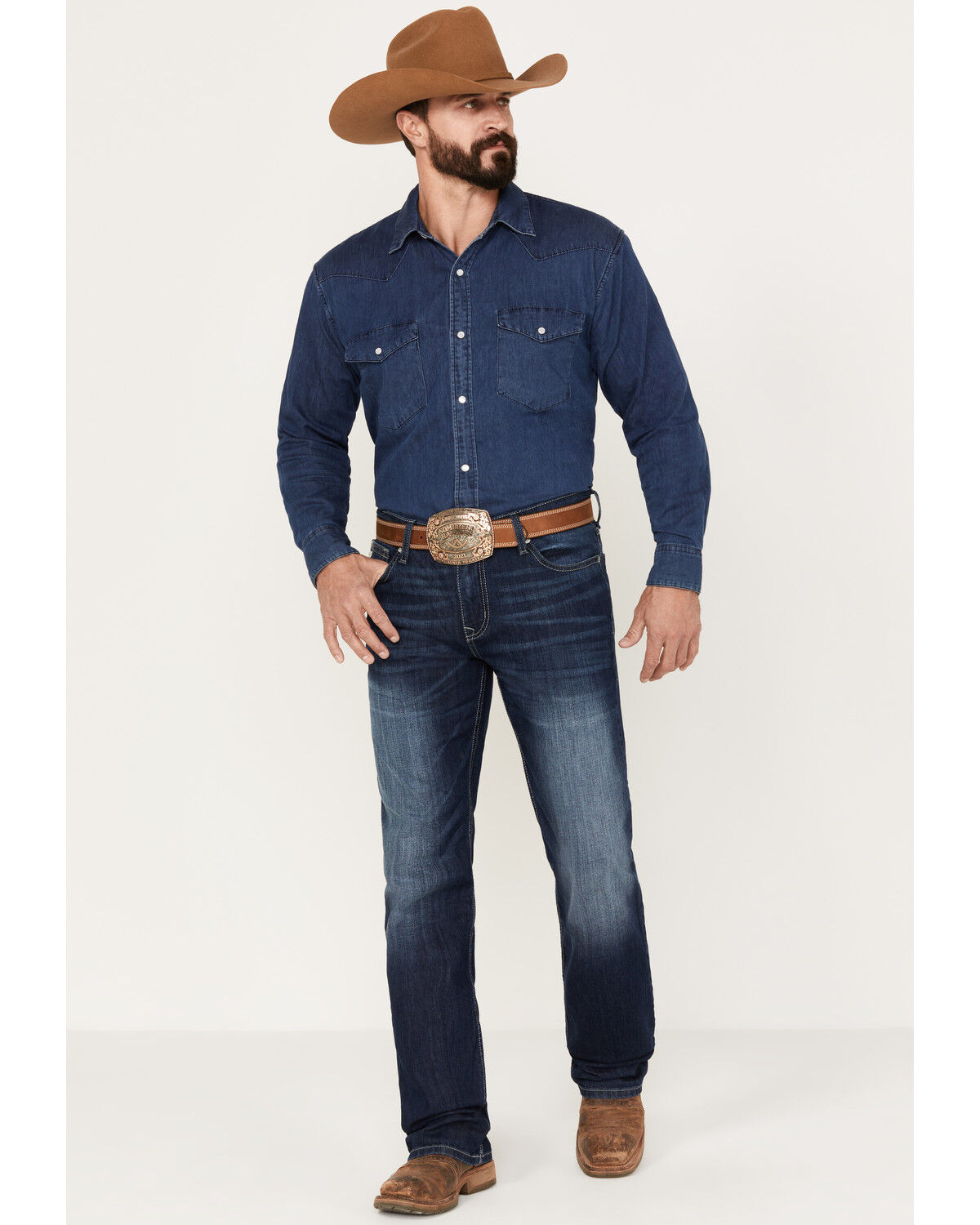 Image #1 - Cinch Men's Ian Medium Wash Slim Boot Performance Stretch Denim Jeans, , hi-res