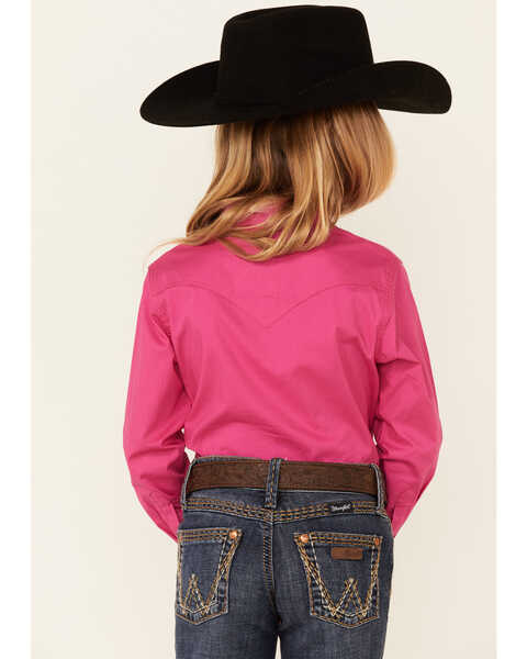Image #4 - Wrangler Girls' Snap Long Sleeve Western Shirt , Pink, hi-res