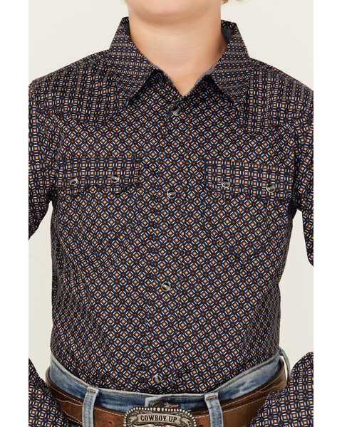 Image #3 - Cody James Boys' Dotted Long Sleeve Snap Western Shirt , Dark Blue, hi-res
