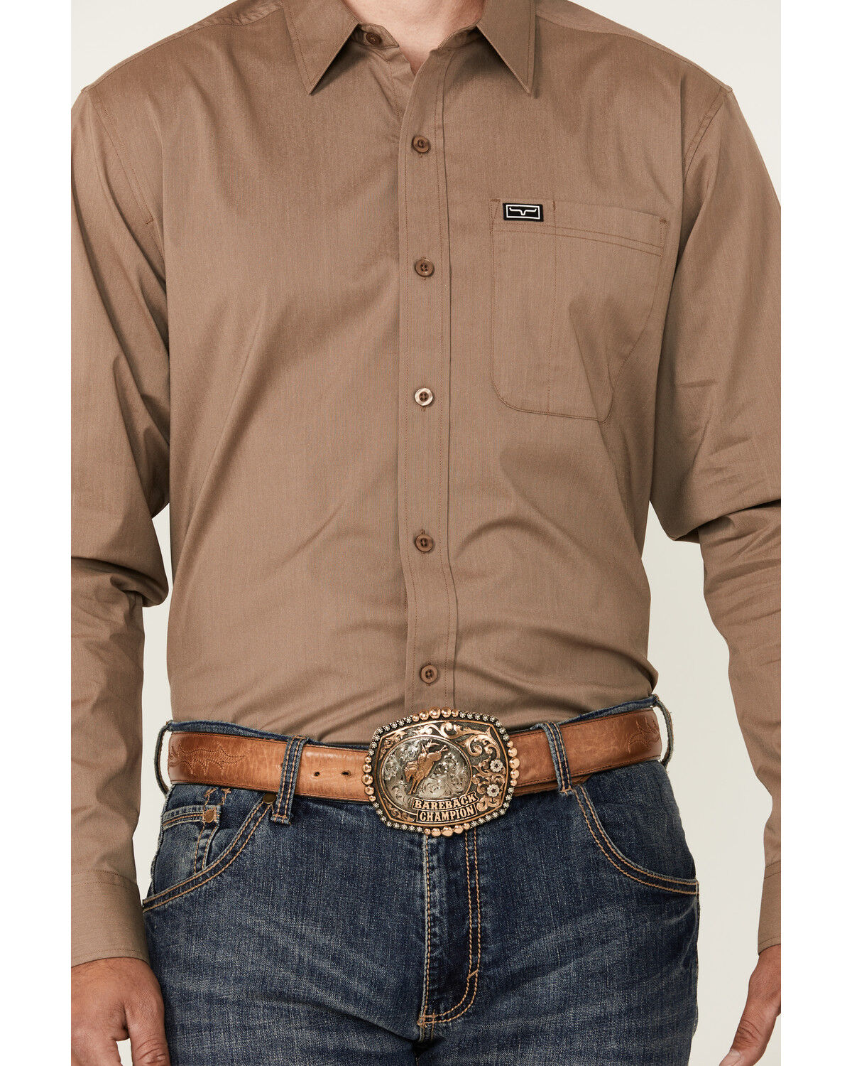 Image #3 - Kimes Ranch Men's Linville Long Sleeve Button-Down Performance Western Shirt, Taupe, hi-res