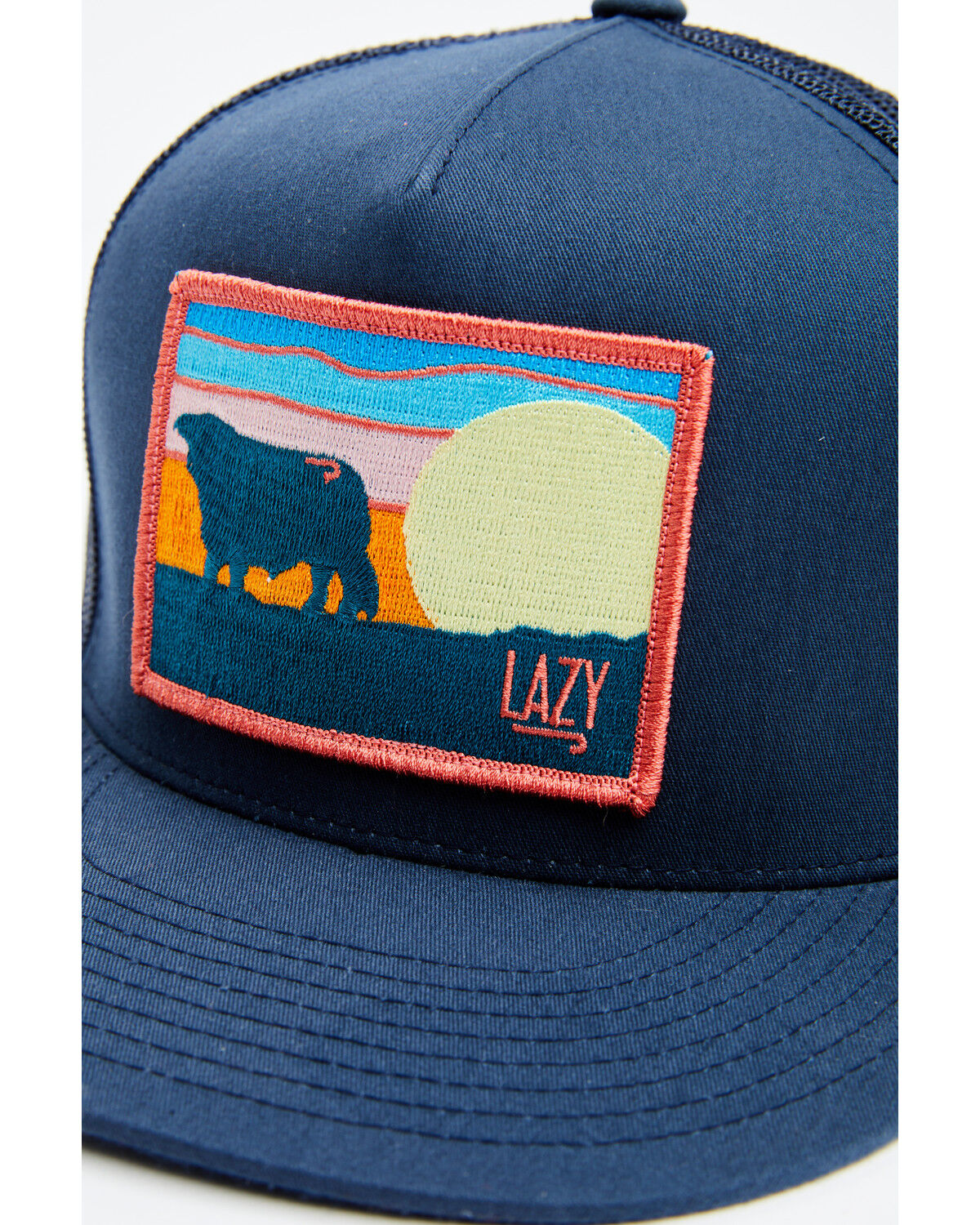 Image #2 - Lazy J Ranch Men's Navy Sky Logo Patch Mesh-Back Ball Cap, Navy, hi-res