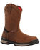Image #1 - Rocky Men's Rams Horn Waterproof Pull-On Work Boots - Soft Toe, Dark Brown, hi-res